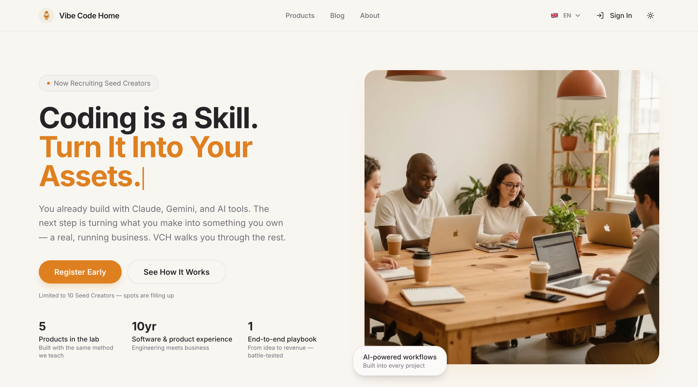Vibe Code Home homepage